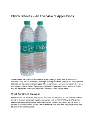 shrink sleeves an overview of applications