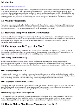 Understanding Vasopressin: The Key to Building Unbreakable Bonds