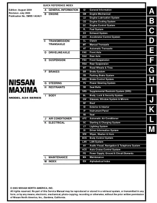 2005 Nissan Maxima Service Repair Manual