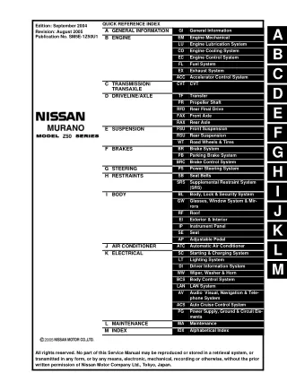 2005 NISSAN MURANO Service Repair Manual
