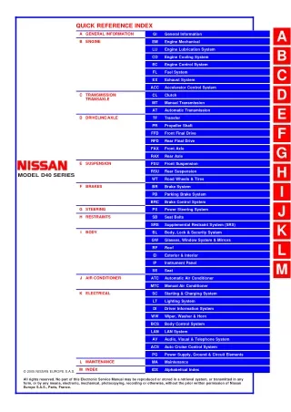 2005 Nissan Navara D40 Series Service Repair Manual