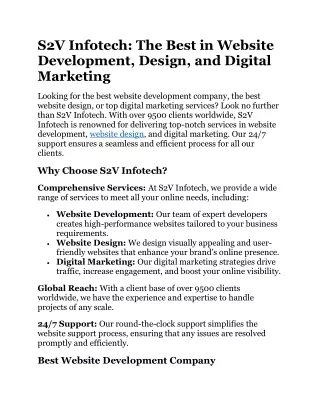 s2v infotech the best in website development