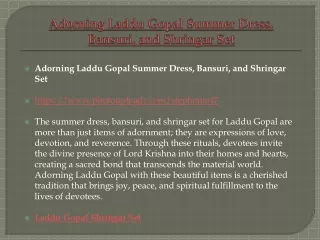 Adorning Laddu Gopal Summer Dress, Bansuri, and Shringar Set