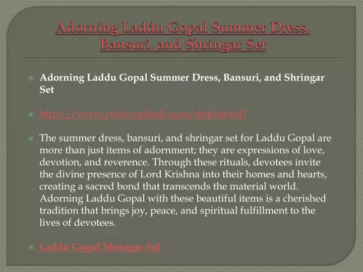 adorning laddu gopal summer dress bansuri and shringar set