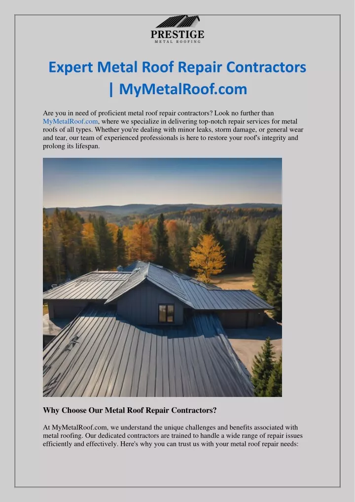 expert metal roof repair contractors mymetalroof