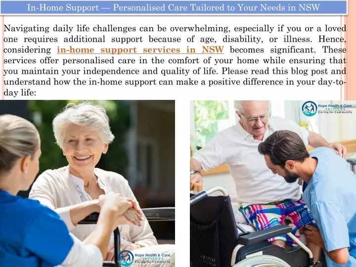 in home support personalised care tailored