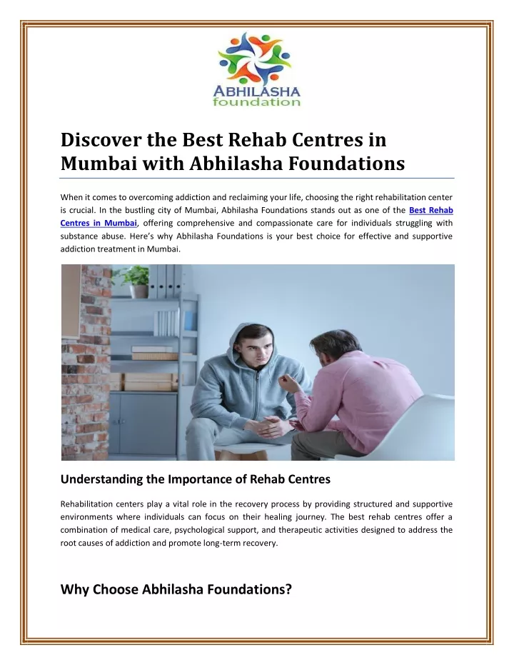 discover the best rehab centres in mumbai with