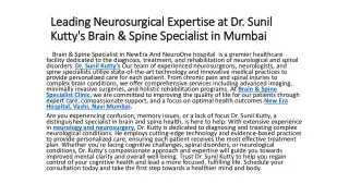 Leading Neurosurgical Expertise at Dr. Sunil Kutty's Brain & Spine Specialist in Mumbai