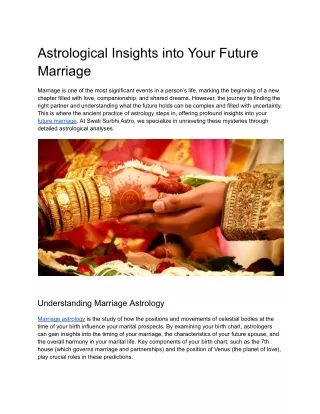 Astrological Insights into Your Future Marriage