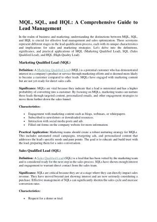 mql sql and hql a comprehensive guide to lead