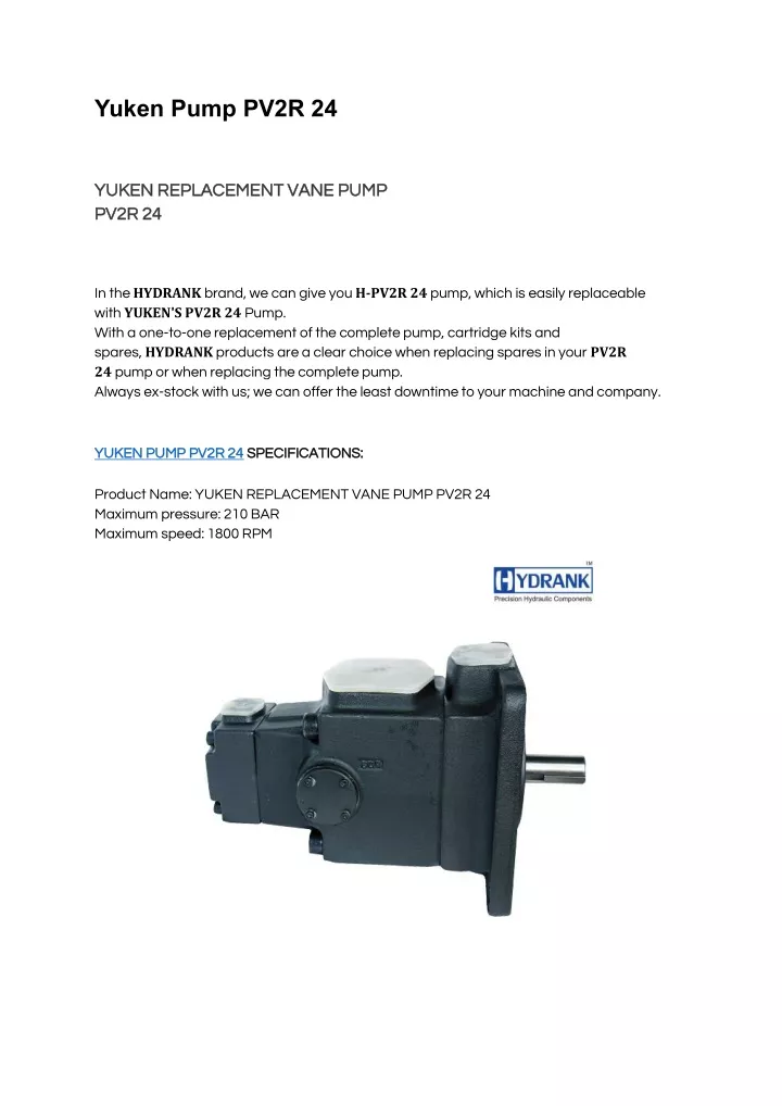 yuken pump pv2r 24 yuken replacement vane pump