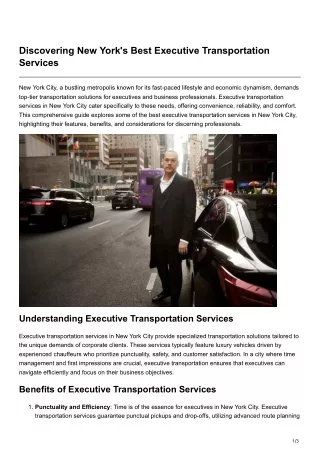 Discovering New Yorks Best Executive Transportation Services