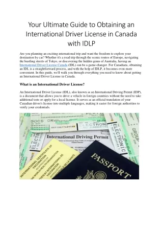 Your Ultimate Guide to Obtaining an International Driver License in Canada with IDLP
