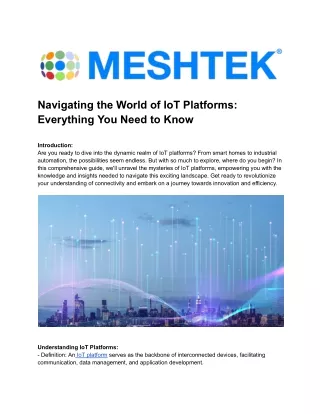 Navigating the World of IoT Platforms_ Everything You Need to Know