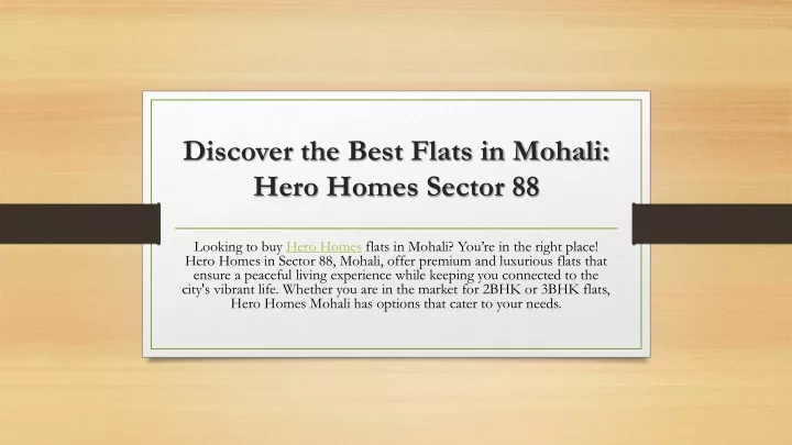 discover the best flats in mohali hero homes sector 88