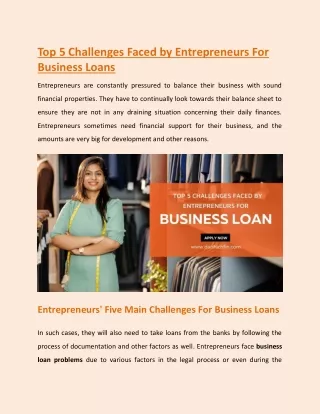 Top 5 Challenges Faced by Entrepreneurs For Business Loans