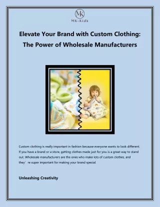 Elevate Your Brand with Custom Clothing: The Power of Wholesale Manufacturers