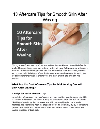 10 Aftercare Tips for Smooth Skin After Waxing