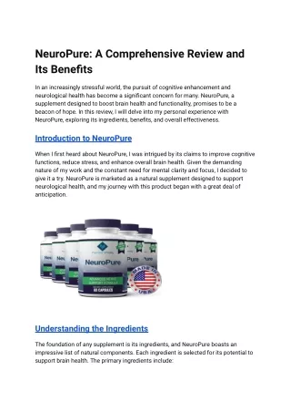 Neuro Pure: A Comprehensive Review and Its Benefits