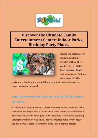 Discover the Ultimate Family Entertainment Center Indoor Parks, Birthday Party Places