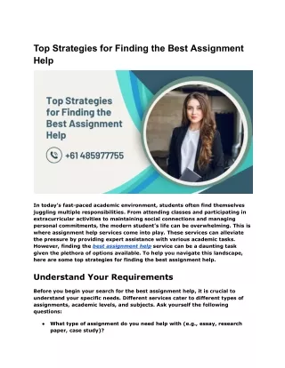 Top Strategies for Finding the Best Assignment Help