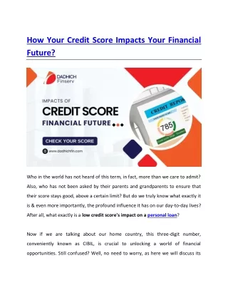 How Your Credit Score Impacts Your Financial Future?