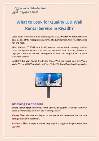 what to look for quality led wall rental service