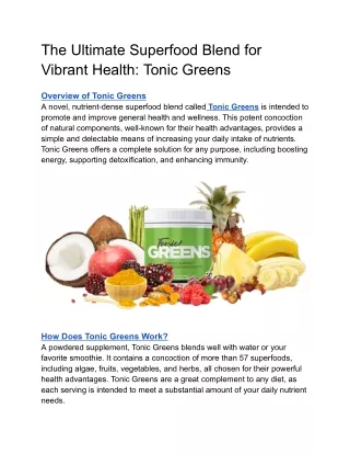 The Ultimate Superfood Blend for Vibrant Health_ Tonic Greens