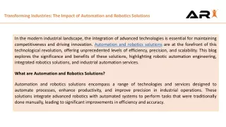 transforming industries the impact of automation and robotics solutions