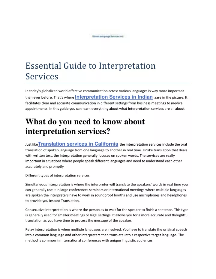 essential guide to interpretation services