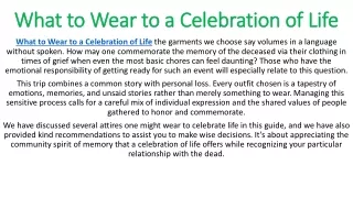 What to Wear to a Celebration of Life