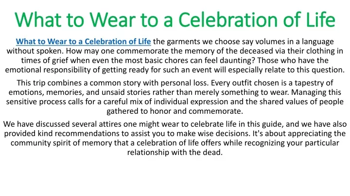 what to wear to a celebration of life