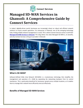 Optimize Your Network with Managed SD-WAN Services in Ghansoli