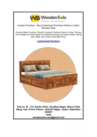 Custom Furniture : Buy Customized Furniture Online in India | Wooden Sole