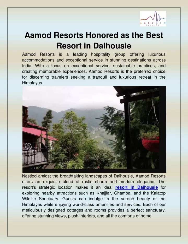 aamod resorts honored as the best resort