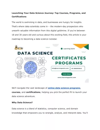 Launching Your Data Science Journey_ Top Courses, Programs, and Certifications