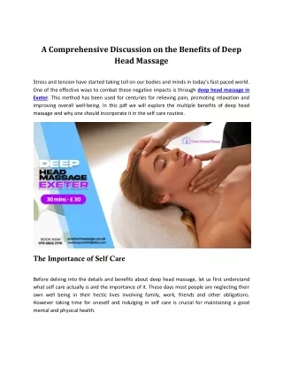 A Comprehensive Discussion on the Benefits of Deep Head Massage