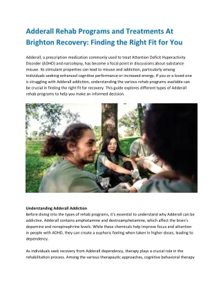 Adderall Rehab Programs & Treatments At Brighton Recovery _ Finding the Right Fit for You