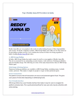 Top 2 Reddy Anna ID Providers in India