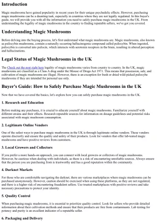 Buyer's Guide: How to Safely Purchase Magic Mushrooms in the UK