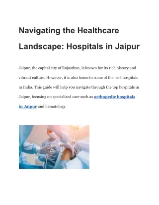Navigating the Healthcare Landscape_ Hospitals in Jaipur