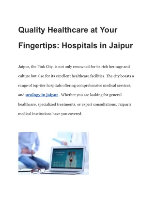Quality Healthcare at Your Fingertips_ Hospitals in Jaipur