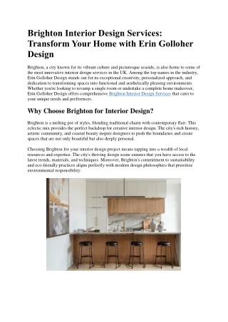 Brighton Interior Design Services: Transform Your Home with Erin Golloher Design
