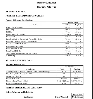 2005 SATURN VUE Service Repair Manual