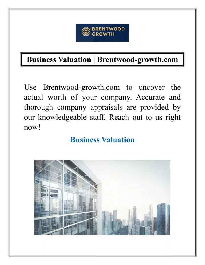 business valuation brentwood growth com