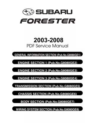 2005 Subaru Forester Service Repair Manual