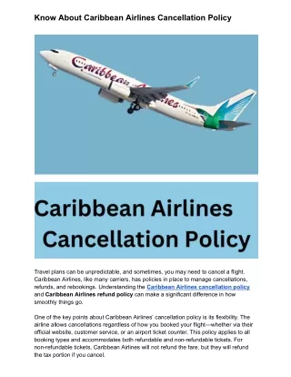 Know About Caribbean Airlines Cancellation Policy