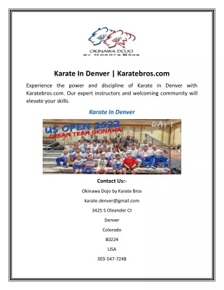 Karate In Denver  Karatebros.com