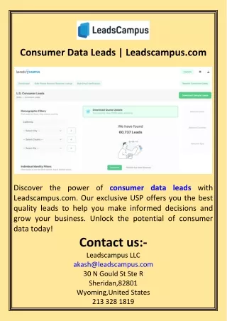 Consumer Data Leads  Leadscampus.com