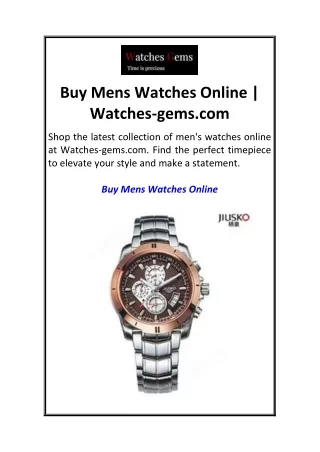 Buy Mens Watches Online  Watches-gems.com